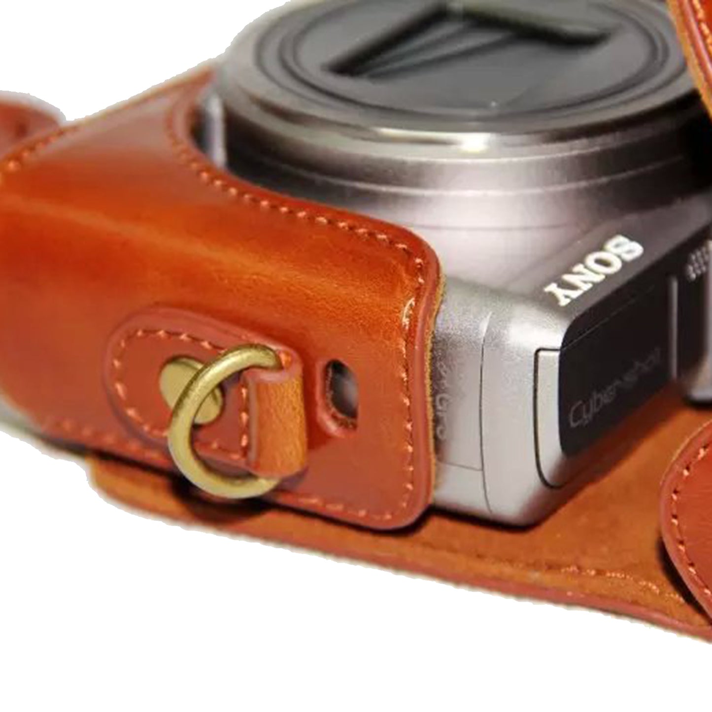 PU Leather Camera Protection Case Bag with Shoulder Strap for Sony HX60/HX50/HX30 - Brown