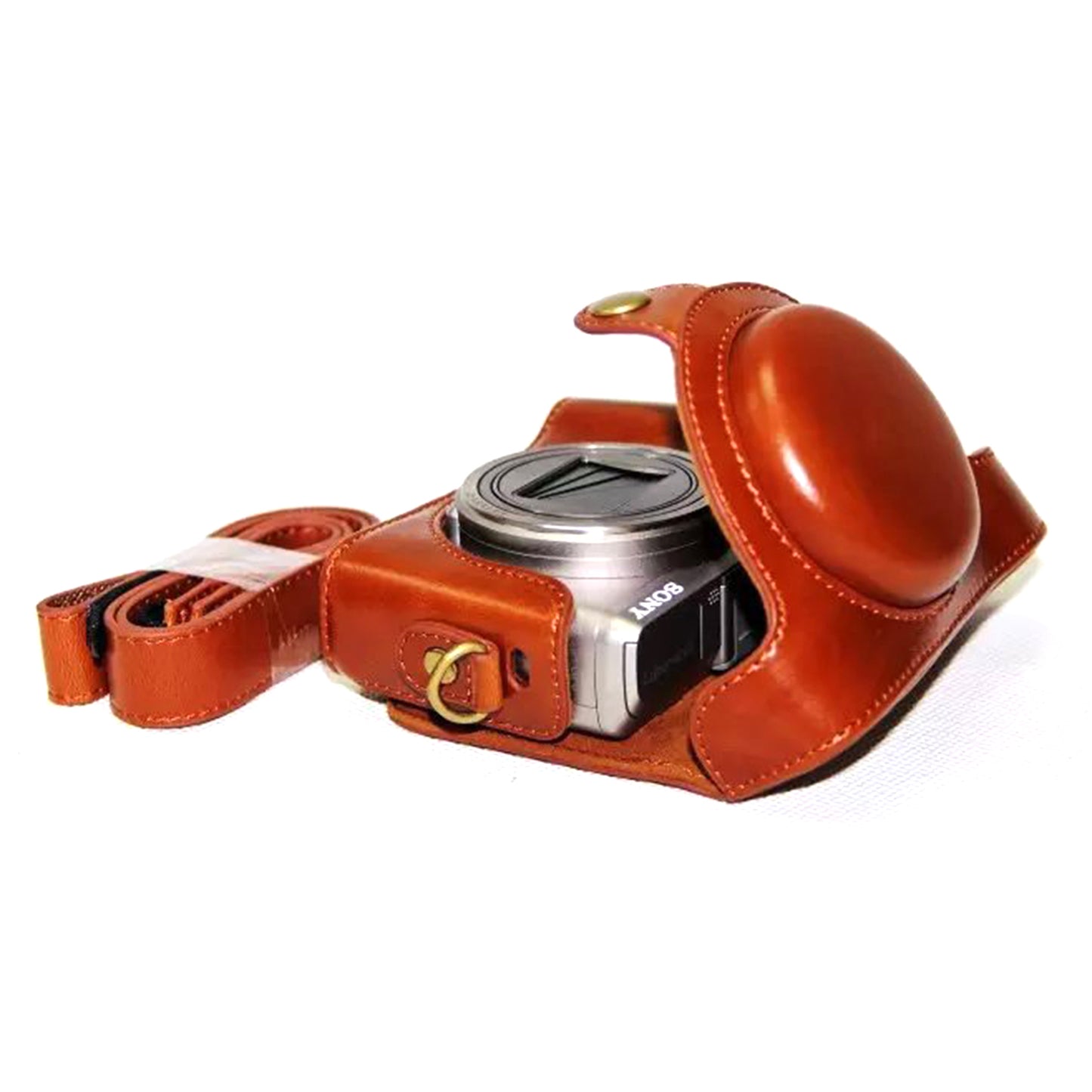PU Leather Camera Protection Case Bag with Shoulder Strap for Sony HX60/HX50/HX30 - Brown