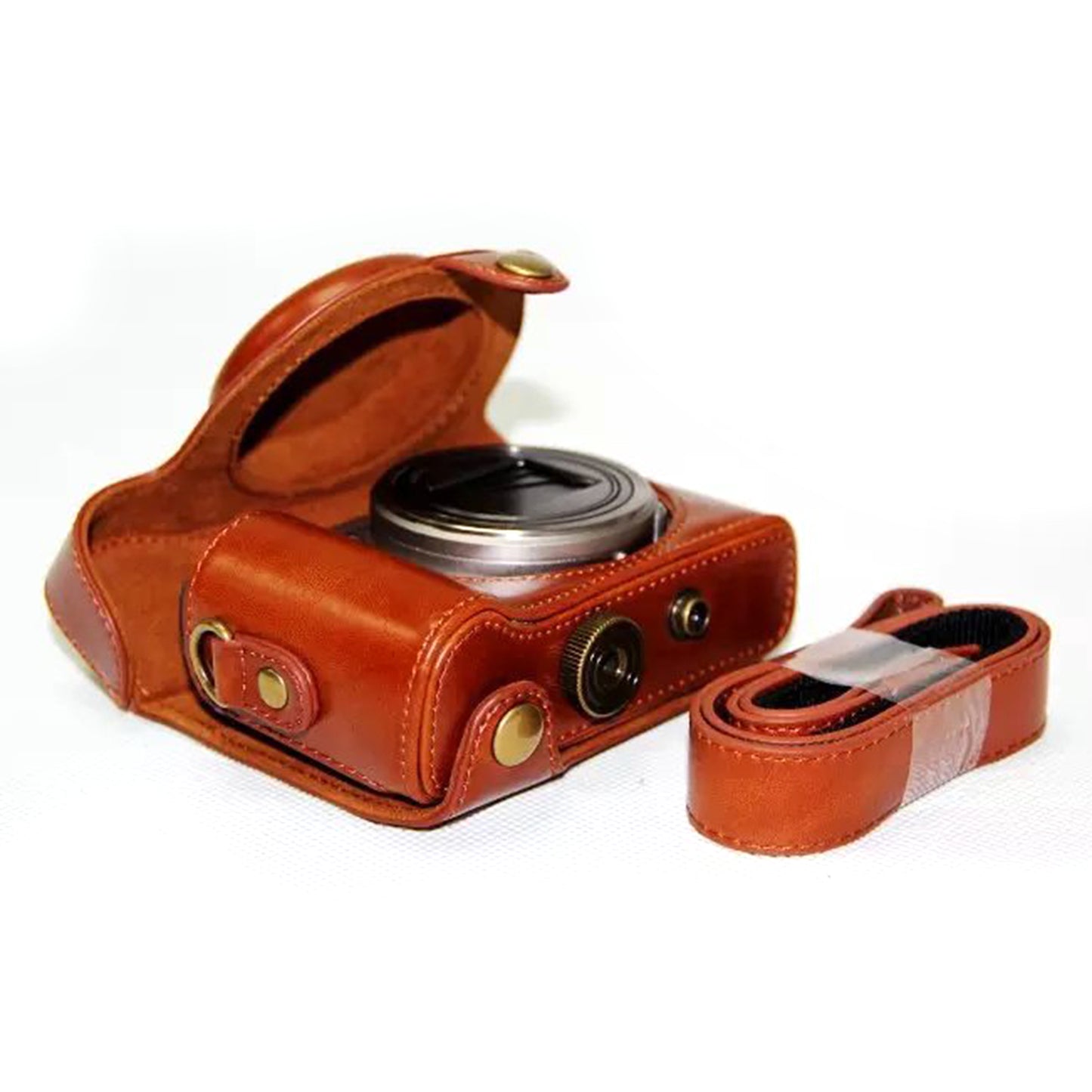 PU Leather Camera Protection Case Bag with Shoulder Strap for Sony HX60/HX50/HX30 - Brown