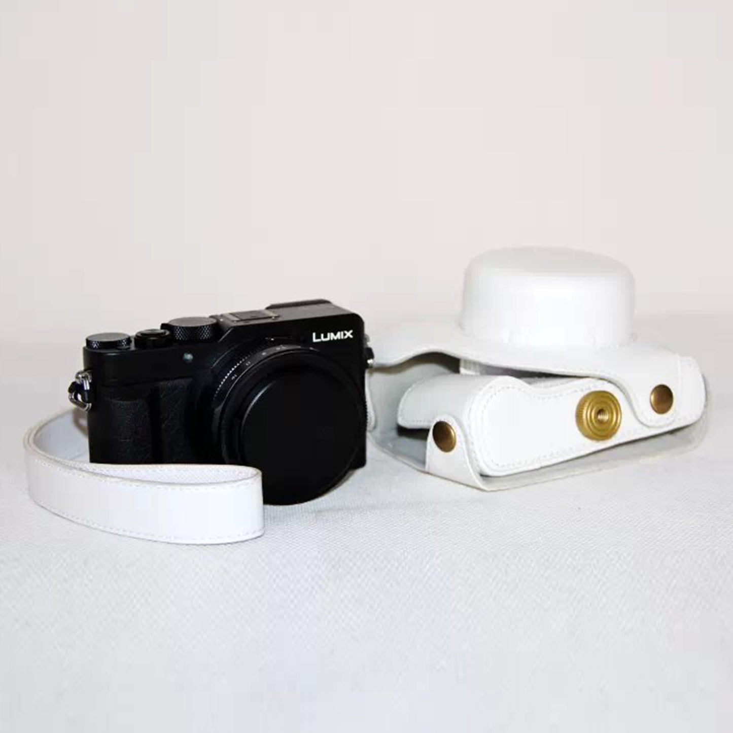 Protective Leather Camera Cover Bag with Strap for Panasonic LX100 - White