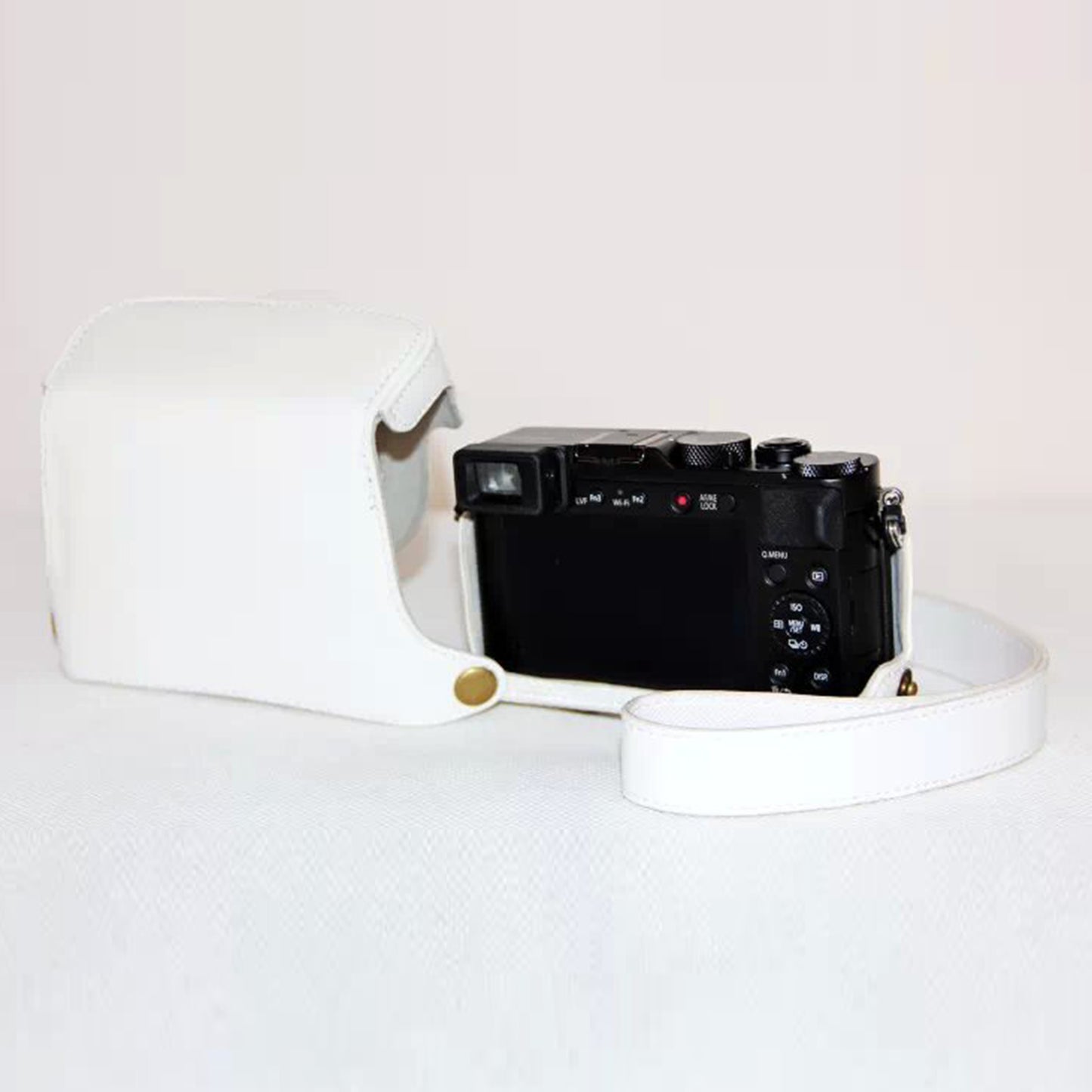 Protective Leather Camera Cover Bag with Strap for Panasonic LX100 - White