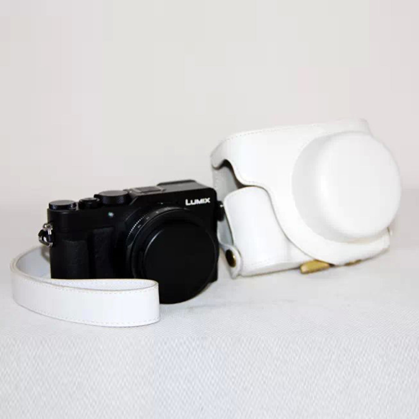 Protective Leather Camera Cover Bag with Strap for Panasonic LX100 - White