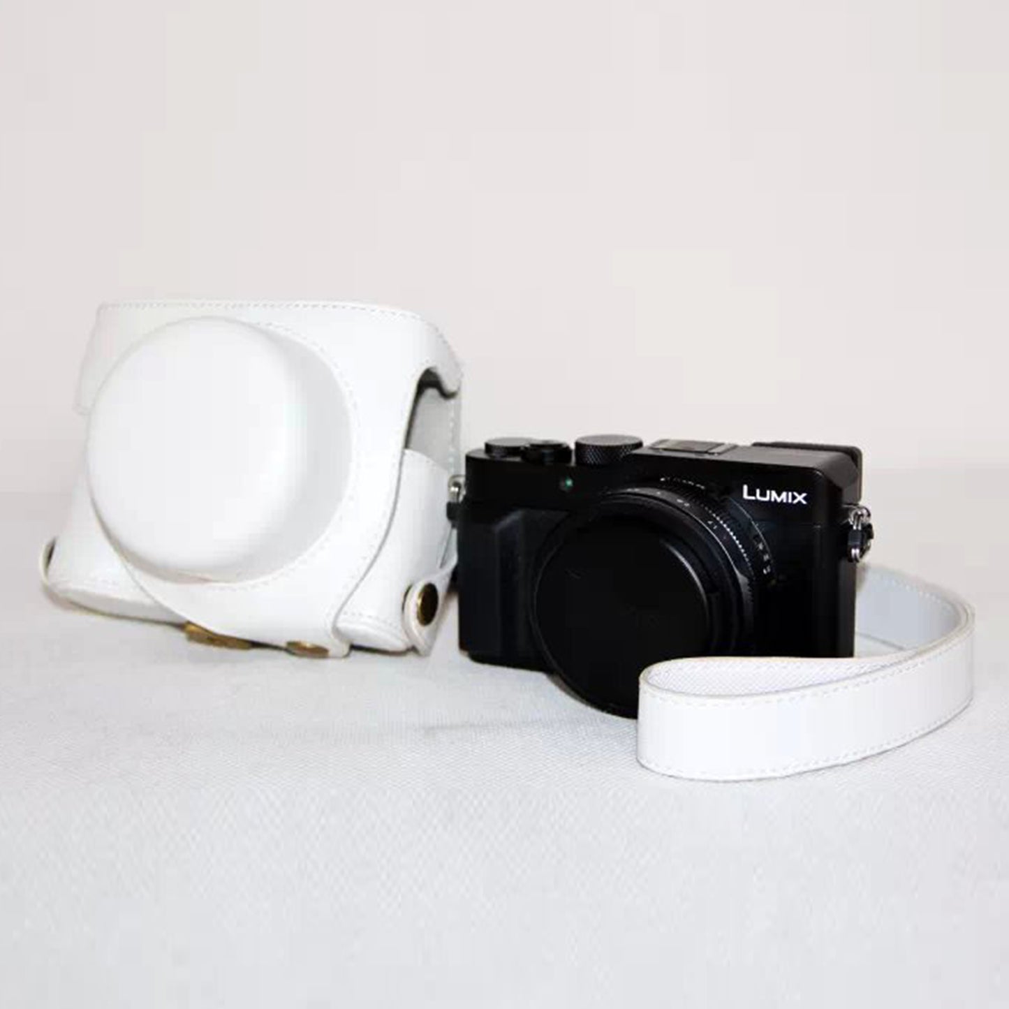 Protective Leather Camera Cover Bag with Strap for Panasonic LX100 - White