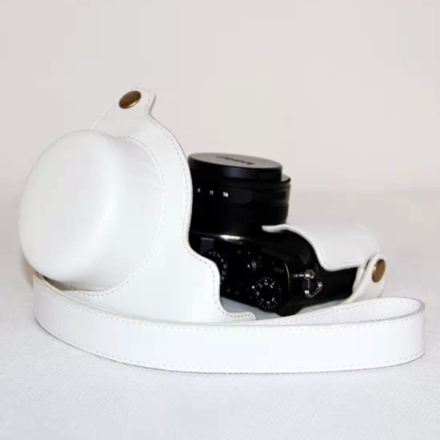 Protective Leather Camera Cover Bag with Strap for Panasonic LX100 - White