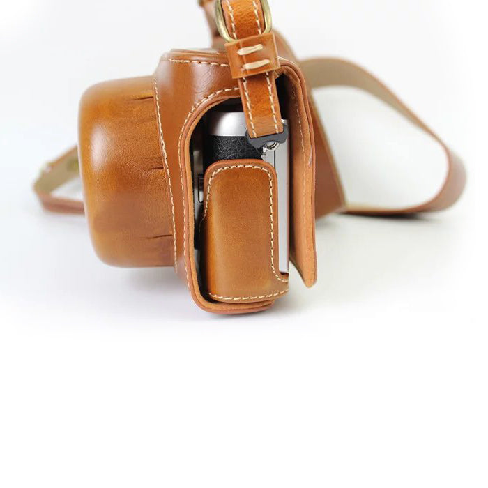 PU Leather Camera Protective Bag + Strap for Panasonic DMC-GF8/GF7 - Brown
