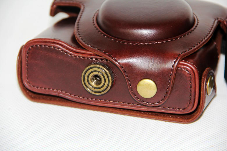 PU Leather Camera Protector Case + Strap for Canon PowerShot G15/G16 - Coffee