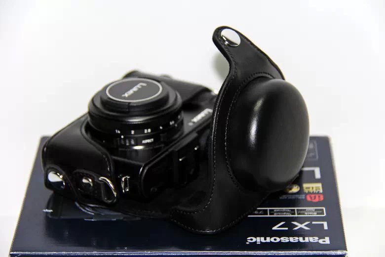 Protective Leather Camera Case with Shoulder Strap for Panasonic LX7 / LX5 / LX3 - Black