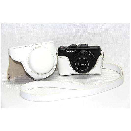 Protective Leather Camera Cover with Shoulder Strap for Panasonic LX7 / LX5 / LX3 - White