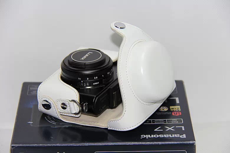 Protective Leather Camera Cover with Shoulder Strap for Panasonic LX7 / LX5 / LX3 - White