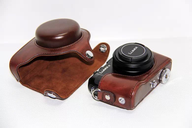 Protective PU Leather Camera Case with Shoulder Strap for Panasonic LX7 / LX5 / LX3 - Coffee