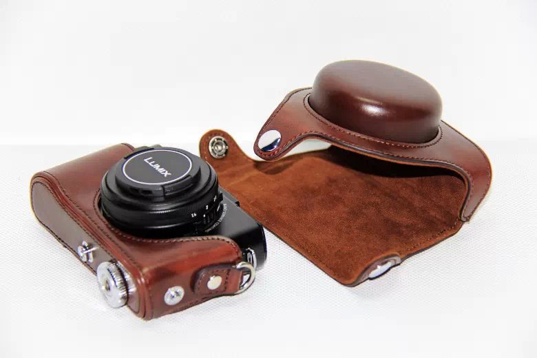 Protective PU Leather Camera Case with Shoulder Strap for Panasonic LX7 / LX5 / LX3 - Coffee