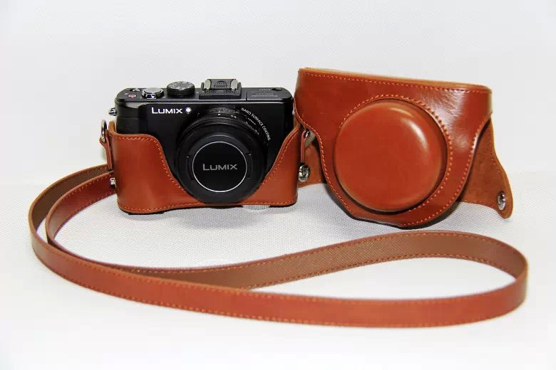 Protective Leather Camera Shell with Shoulder Strap for Panasonic LX7 / LX5 / LX3 - Brown