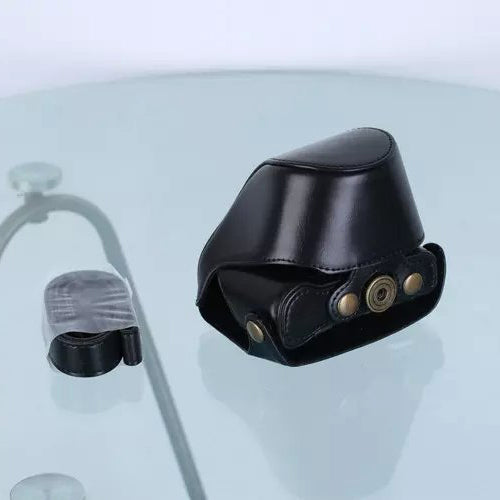 Protective Leather Camera Case with Shoulder Strap for Nikon J5 with 10-30mm Lens (Taiwan Version) - Black