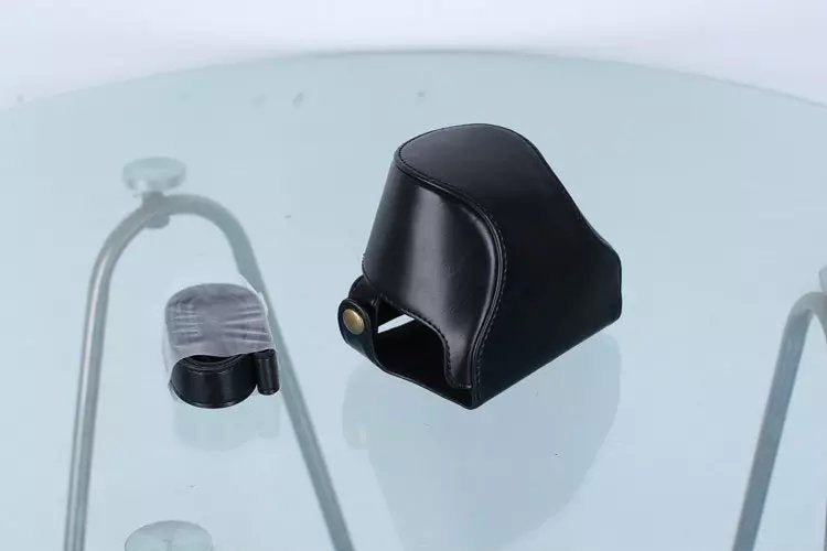 Protective Leather Camera Case with Shoulder Strap for Nikon J5 with 10-30mm Lens (Taiwan Version) - Black