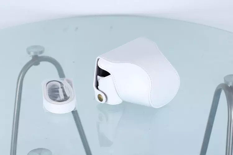 Protective Leather Camera Cover with Shoulder Strap for Nikon J5 with 10-30mm Lens (Taiwan Version) - White