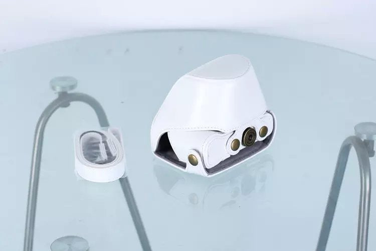 Protective Leather Camera Cover with Shoulder Strap for Nikon J5 with 10-30mm Lens (Taiwan Version) - White