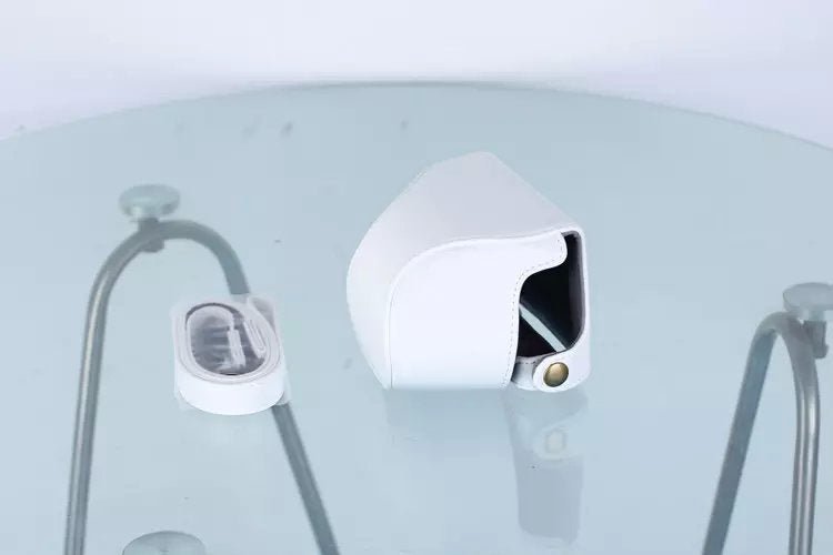 Protective Leather Camera Cover with Shoulder Strap for Nikon J5 with 10-30mm Lens (Taiwan Version) - White