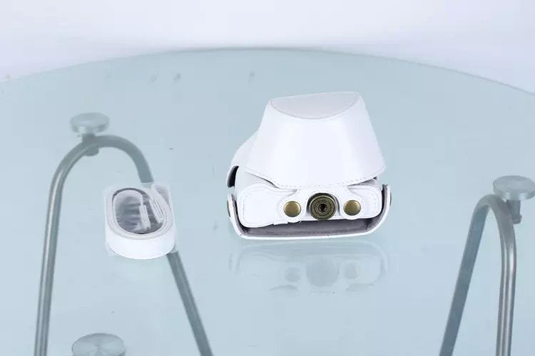 Protective Leather Camera Cover with Shoulder Strap for Nikon J5 with 10-30mm Lens (Taiwan Version) - White