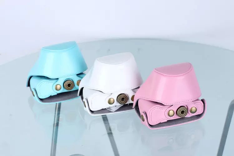 Protective Leather Camera Cover Case with Shoulder Strap for Nikon J5 with 10-30mm Lens (Taiwan Version) - Pink