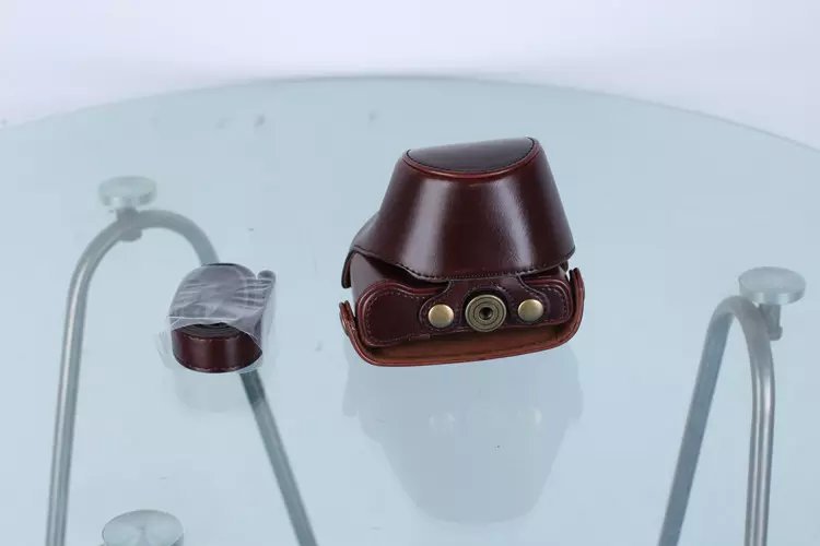 Leather Protective Camera Cover with Shoulder Strap for Nikon J5 with 10-30mm Lens (Taiwan Version) - Coffee