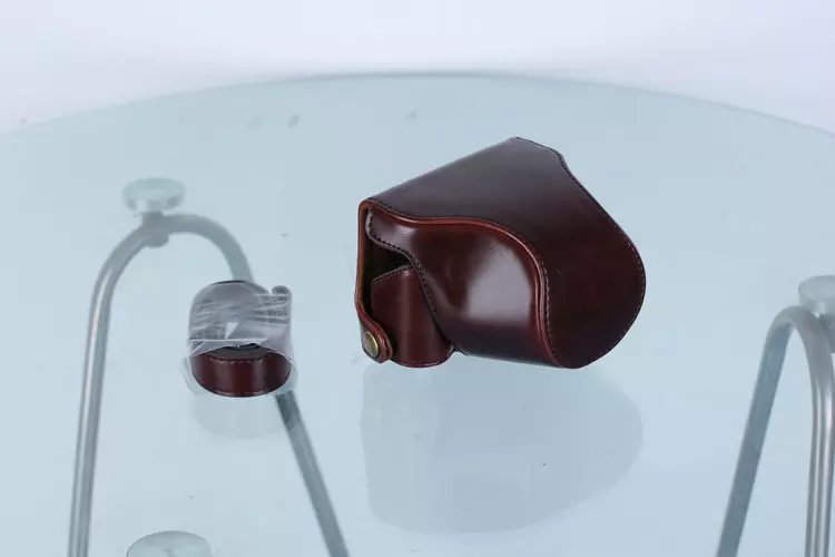 Leather Protective Camera Cover with Shoulder Strap for Nikon J5 with 10-30mm Lens (Taiwan Version) - Coffee