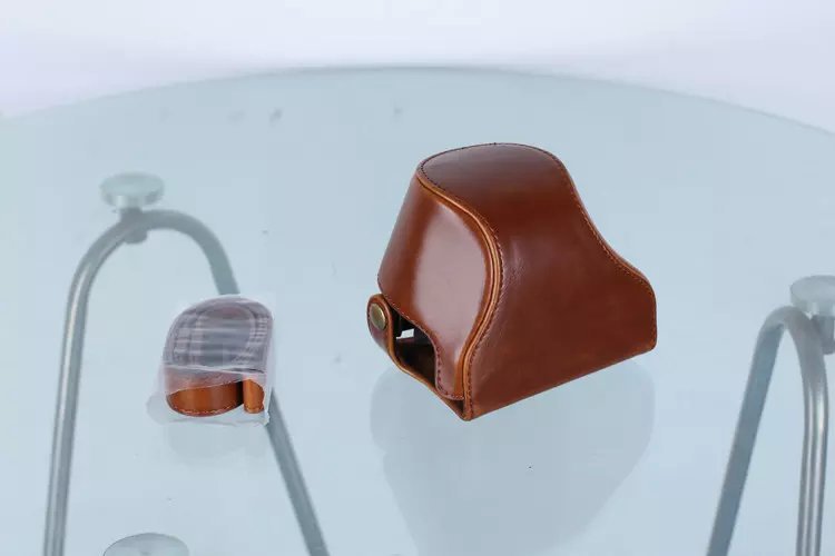 Leather Camera Protective Case with Shoulder Strap for Nikon J5 with 10-30mm Lens (Taiwan Version) - Brown