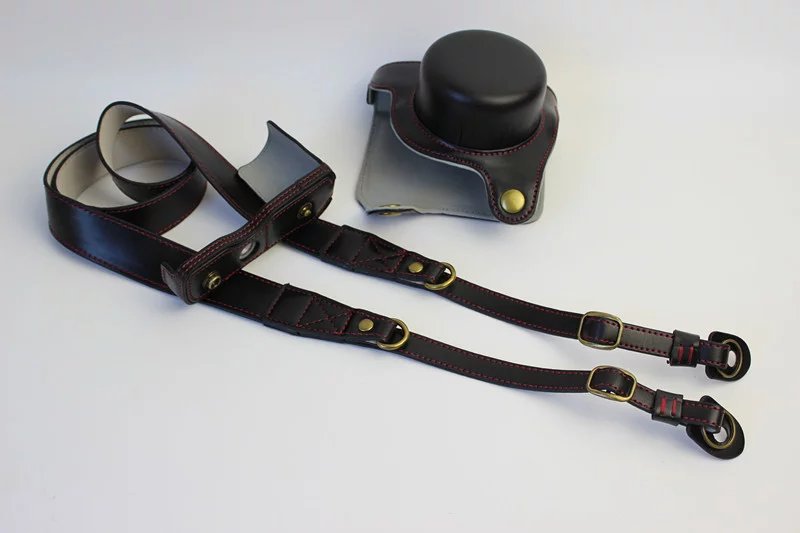 Protective Leather Camera Case Bag with Shoulder Strap for Nikon J5 (10-30mm) - Black