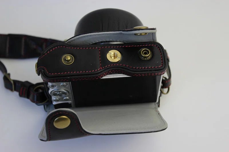Protective Leather Camera Case Bag with Shoulder Strap for Nikon J5 (10-30mm) - Black