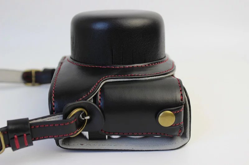 Protective Leather Camera Case Bag with Shoulder Strap for Nikon J5 (10-30mm) - Black