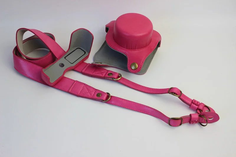 Protective Leather Camera Shell Bag with Shoulder Strap for Nikon J5 (10-30mm) - Rose