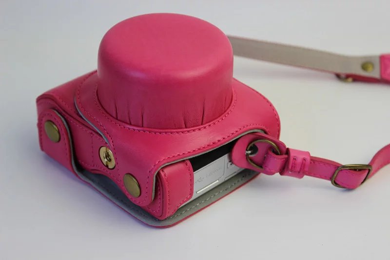 Protective Leather Camera Shell Bag with Shoulder Strap for Nikon J5 (10-30mm) - Rose