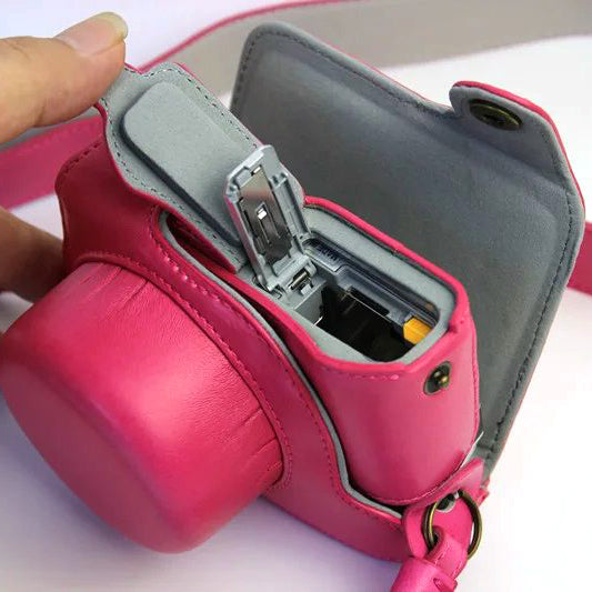 Protective Leather Camera Shell Bag with Shoulder Strap for Nikon J5 (10-30mm) - Rose