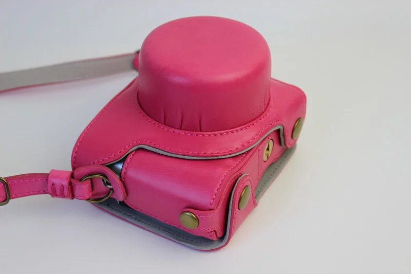 Protective Leather Camera Shell Bag with Shoulder Strap for Nikon J5 (10-30mm) - Rose