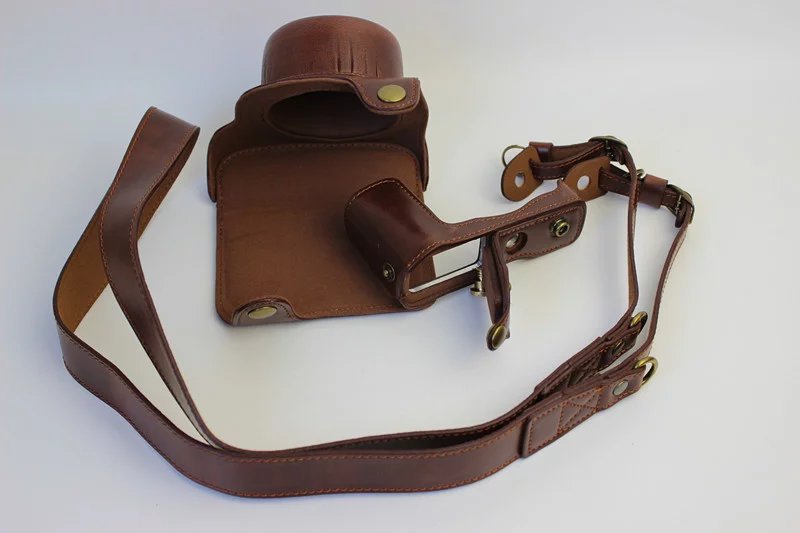 Protective Leather Camera Cover Bag with Shoulder Strap for Nikon J5 (10-30mm) - Coffee