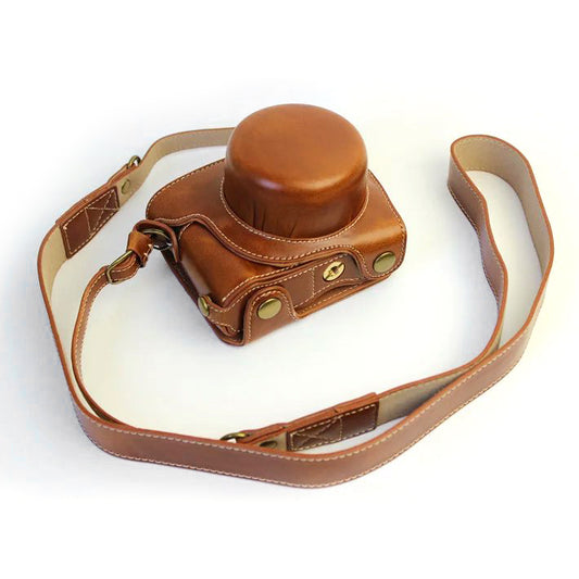 Protective PU Leather Camera Case Bag with Shoulder Strap for Nikon J5 (10-30mm) - Brown