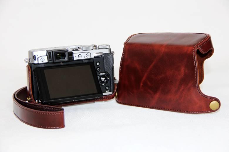 PU Leather Camera Bag Protective Cover with Shoulder Strap for Fujifilm X30 - Coffee