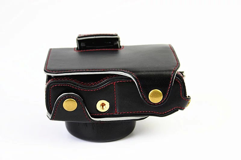PU Leather Camera Protective Case + Strap for Olympus EM10/EM10II Digital Camera - Black