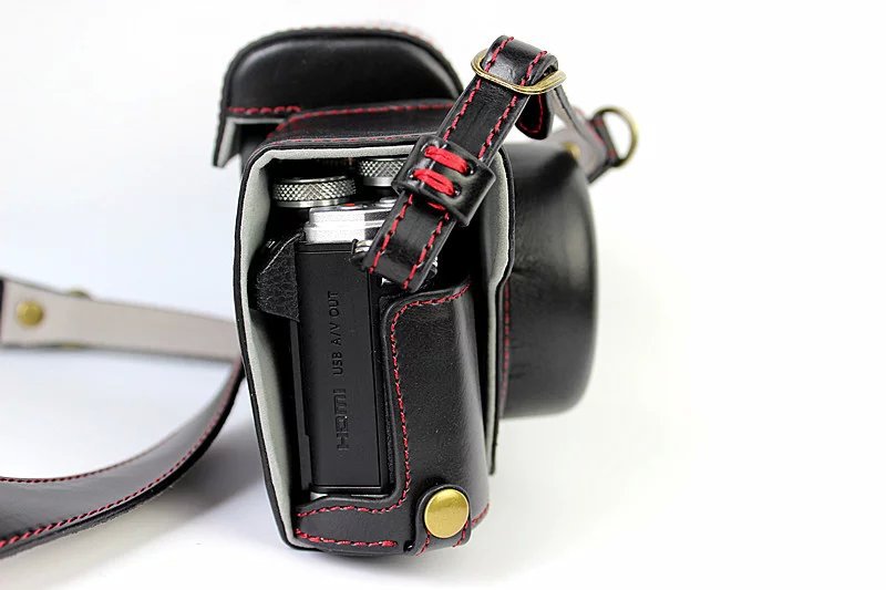PU Leather Camera Protective Case + Strap for Olympus EM10/EM10II Digital Camera - Black