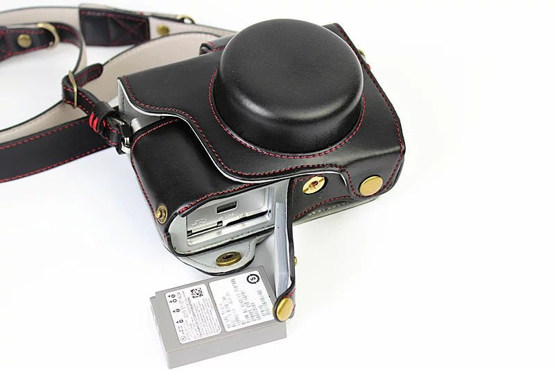 PU Leather Camera Protective Case + Strap for Olympus EM10/EM10II Digital Camera - Black