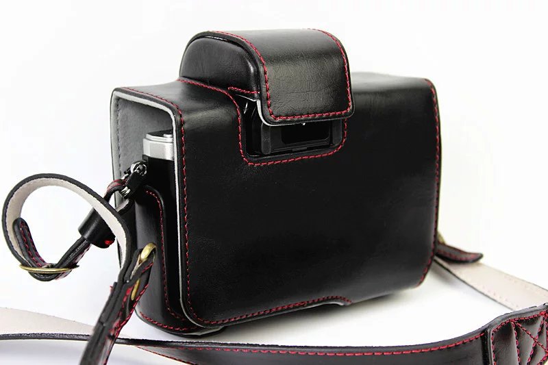 PU Leather Camera Protective Case + Strap for Olympus EM10/EM10II Digital Camera - Black