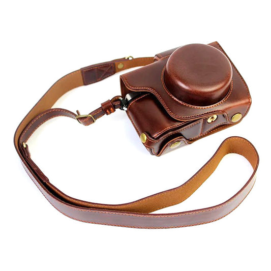 PU Leather Camera Protective Cover + Strap for Olympus EM10/EM10II Digital Camera - Coffee