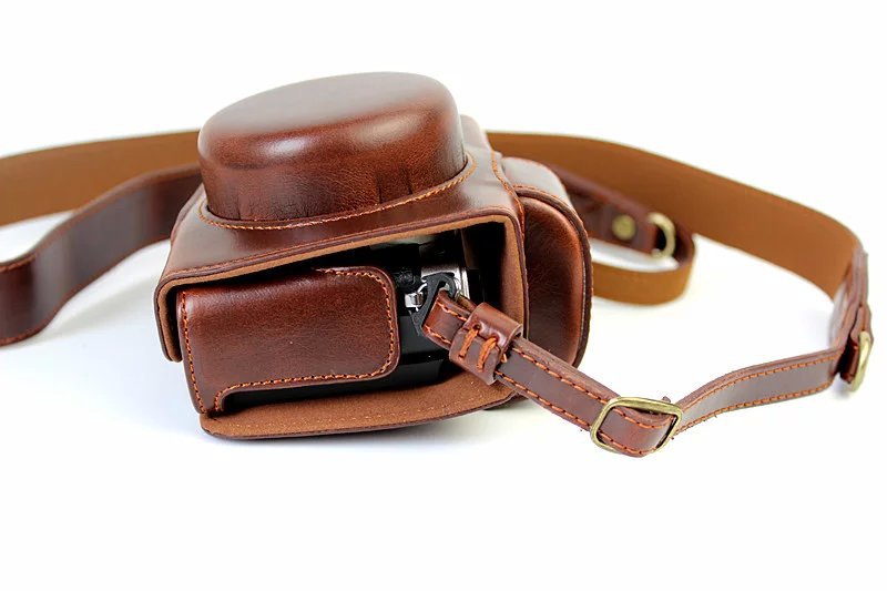 PU Leather Camera Protective Cover + Strap for Olympus EM10/EM10II Digital Camera - Coffee