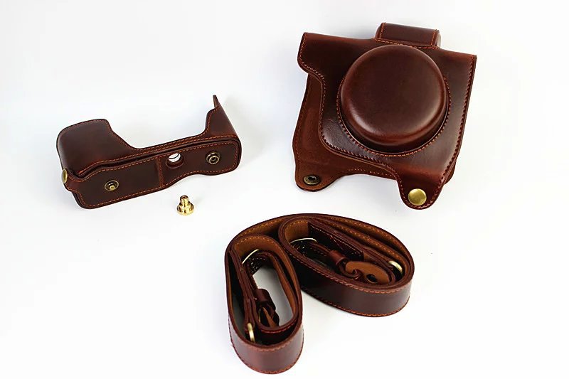 PU Leather Camera Protective Cover + Strap for Olympus EM10/EM10II Digital Camera - Coffee