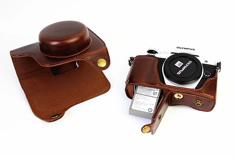 PU Leather Camera Protective Cover + Strap for Olympus EM10/EM10II Digital Camera - Coffee