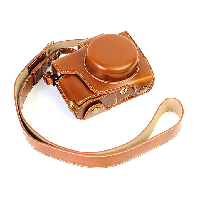 PU Leather Camera Protective Shell + Strap for Olympus EM10/EM10II Digital Camera - Brown