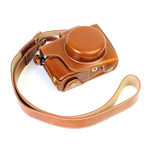 PU Leather Camera Protective Shell + Strap for Olympus EM10/EM10II Digital Camera - Brown