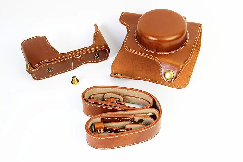 PU Leather Camera Protective Shell + Strap for Olympus EM10/EM10II Digital Camera - Brown