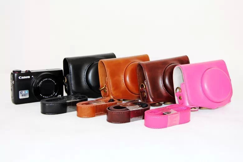 Protective Leather Camera Case with Shoulder Strap for Canon G7X - Black