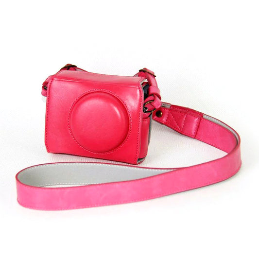 PU Leather Camera Protective Case + Strap for Canon PowerShot G7X MarkII Digital Camera - Rose