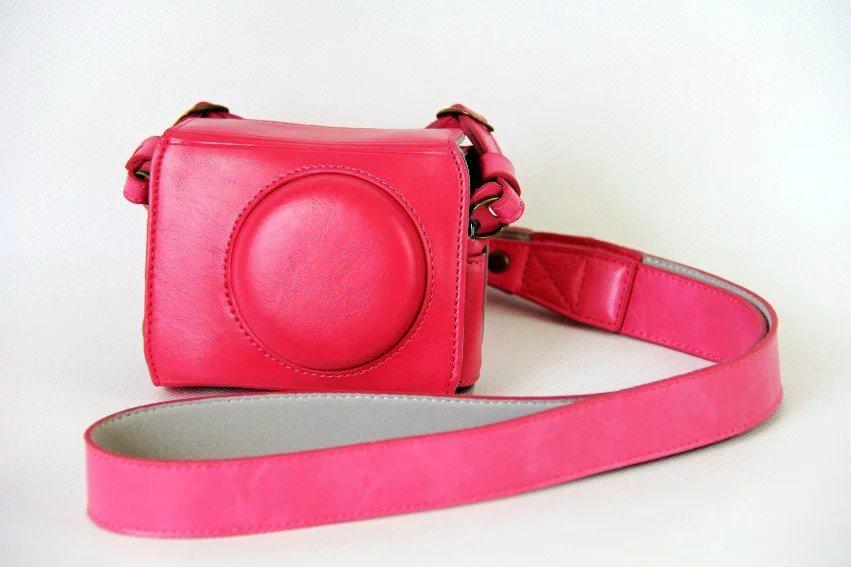 PU Leather Camera Protective Case + Strap for Canon PowerShot G7X MarkII Digital Camera - Rose